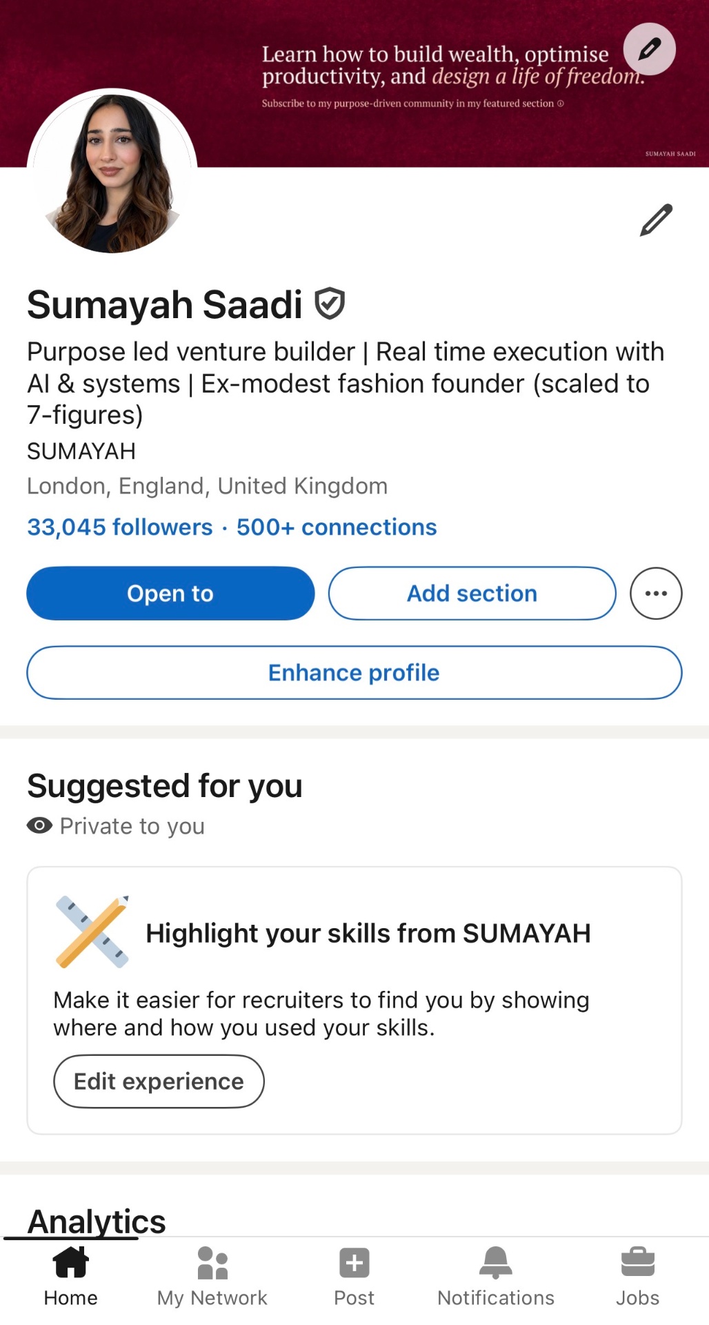 Sumayah Saadi's LinkedIn profile